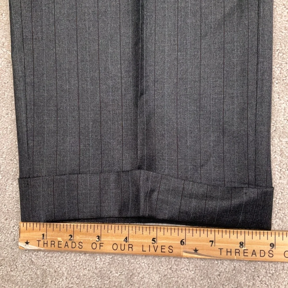 Piattelli‎ Barneys Mens Suit 54L Charcoal Purple Pinstripe Reda Italy